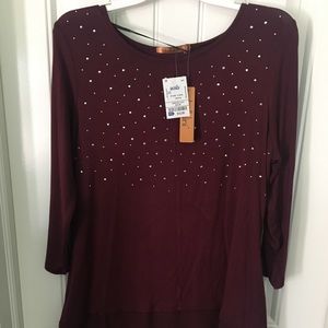 Dressy burgundy tunic blouse